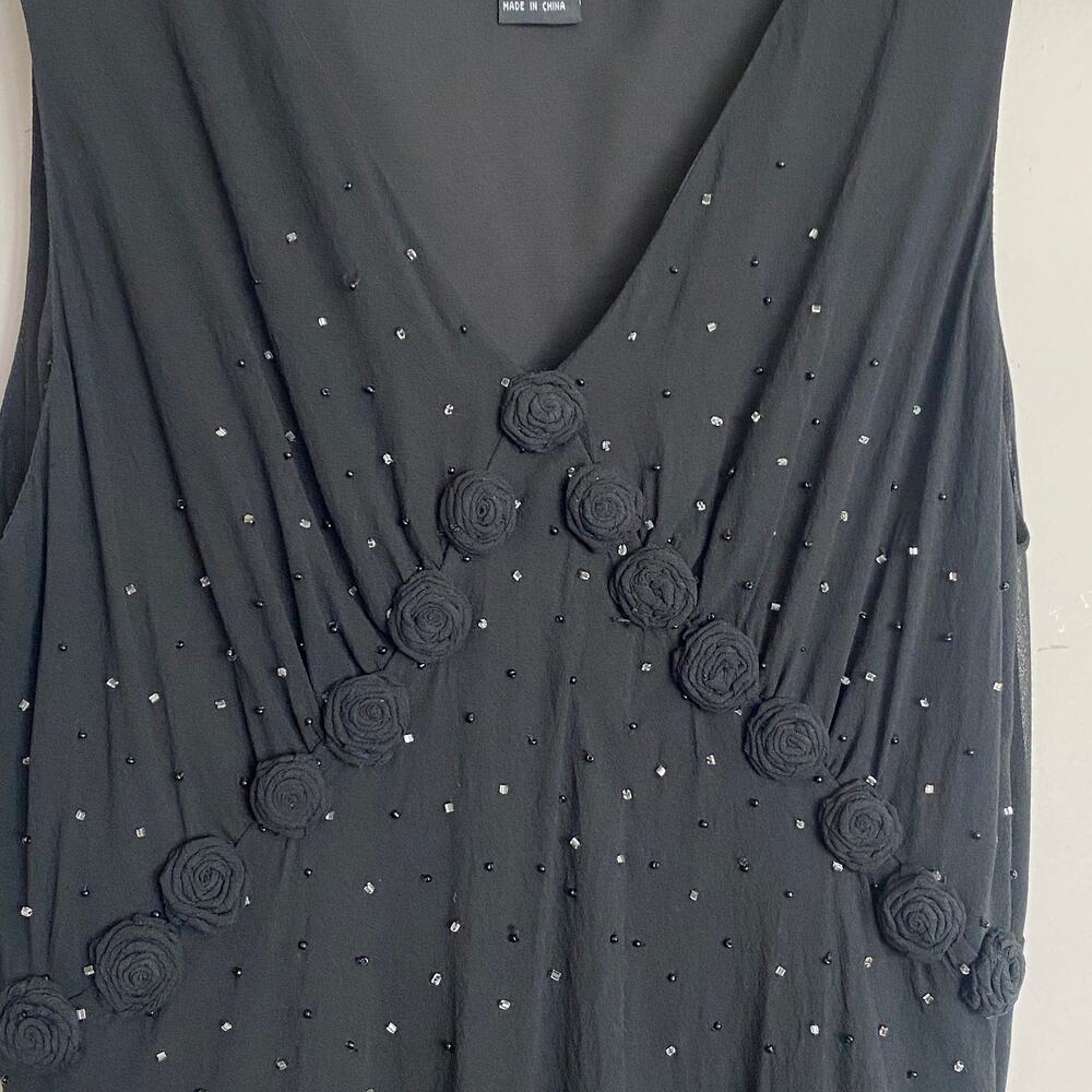 Vintage Karen Kane Silk Black Midi Dress Whimsigoth, Fairy, Witchy M 100% Silk - Picture 5 of 8